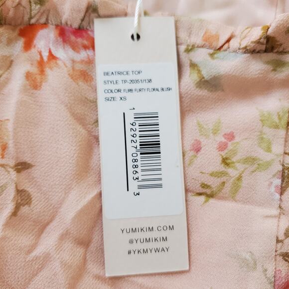 Cottagecore Romantic Yumi Kim Top Womens XS Pink Floral Beatrice Puff Sleeve - Picture 5 of 10